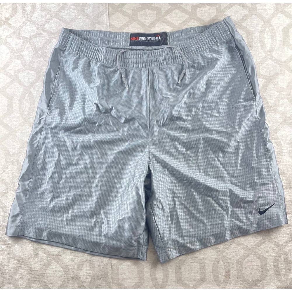 Nike Basketball Shorts Mens 3XL Y2K 90s Silver‎ Athletic Gym Training